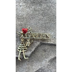 Danecraft I Love Gardening Goldtone Brooch Pin